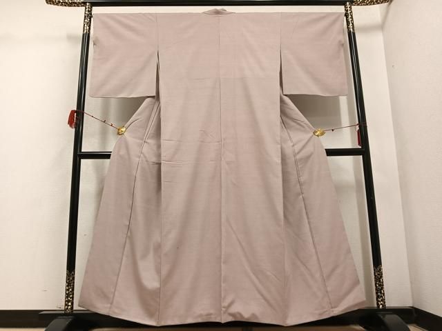 平和屋着物 本場結城紬 重要無形文化財 色無地 白茶色 正絹 ph