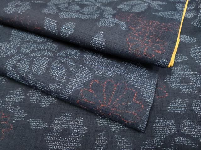 平和屋着物 本場結城紬 重要無形文化財 100亀甲 草花文 正絹 du