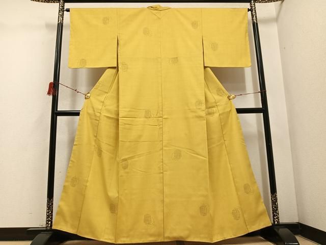 平和屋着物 本場結城紬 重要無形文化財 100亀甲 陶器文 正絹 ph