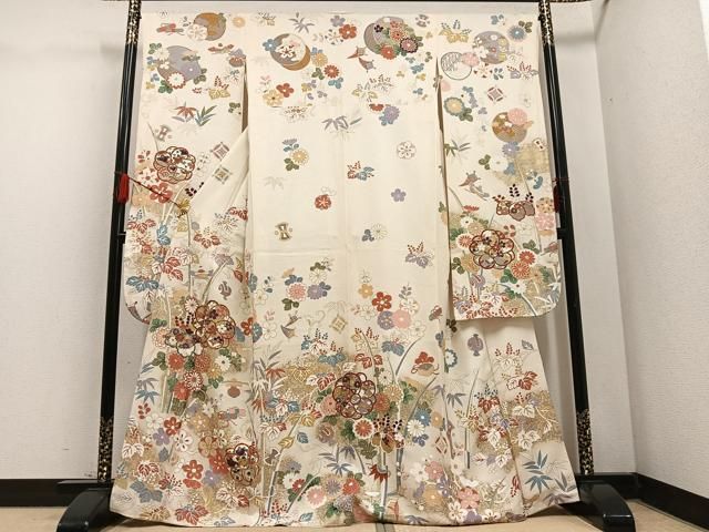 平和屋着物 豪華振袖 駒刺繍 草花 宝尽くし 金彩 正絹 ph