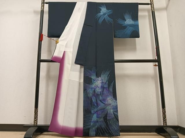 平和屋着物 訪問着 作家物 井手稔裕 舞花文 金彩 正絹 ph