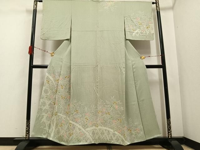 平和屋着物 訪問着 絞り 草花文 正絹 ph