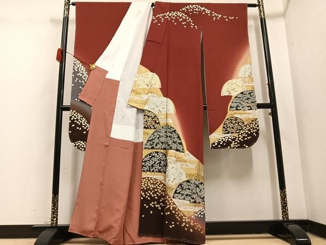 平和屋着物 豪華振袖 草花文 金彩 正絹 ph