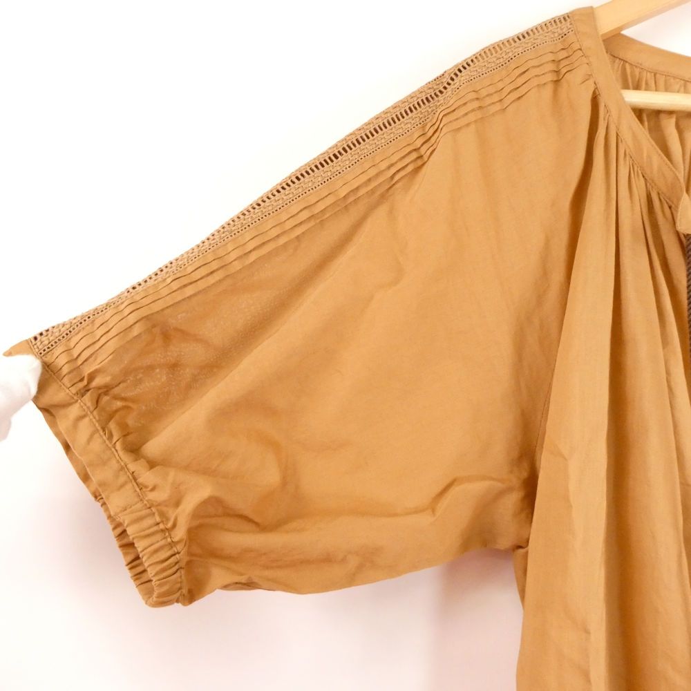  BLANC モラビト シャツワンピース 38 M相当 綿100％ 半袖 ミディ丈 レディース 半袖 ひざ丈ワンピース