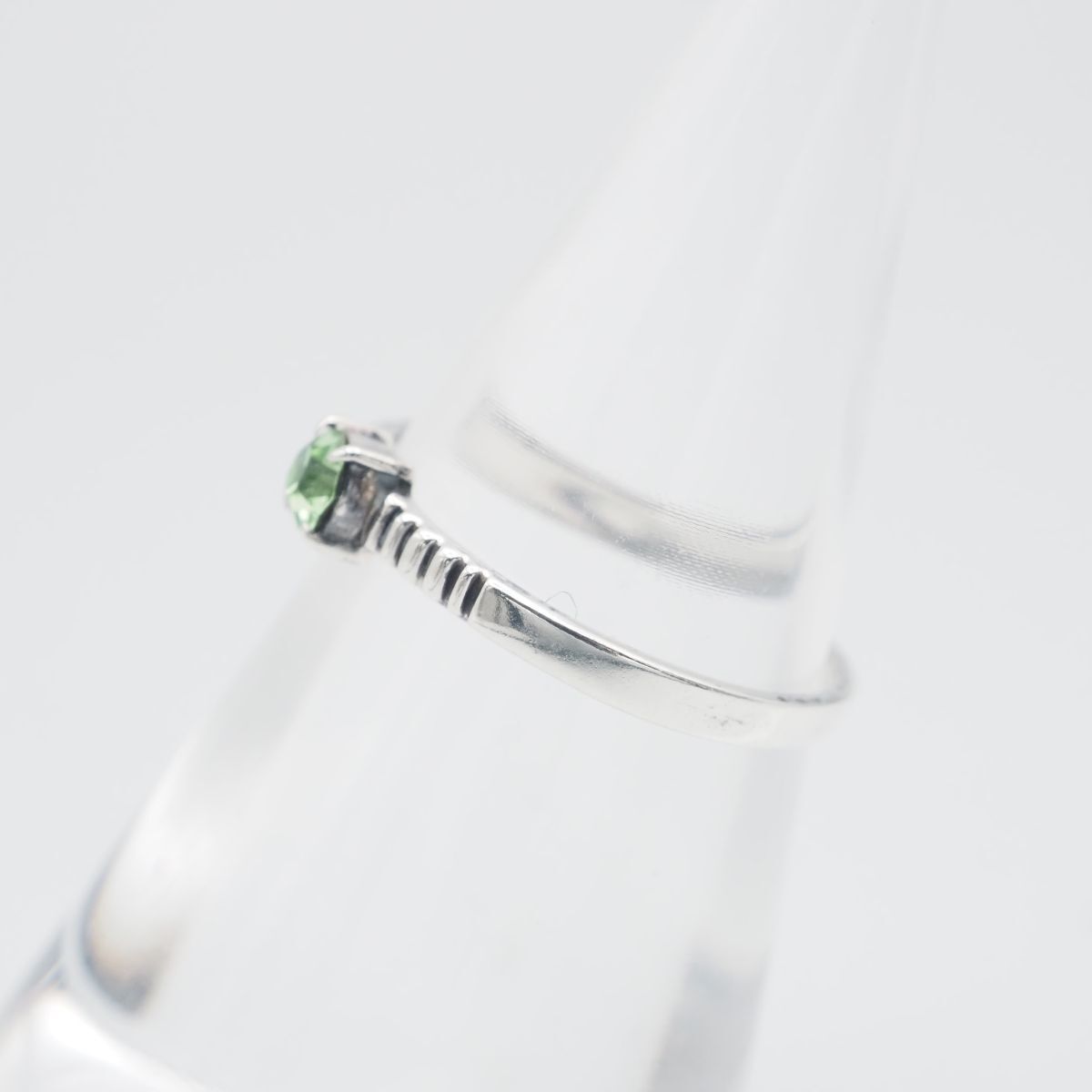 H571 グリーンガラス SILVER刻印 リング デザイン シルバー 指輪 7号