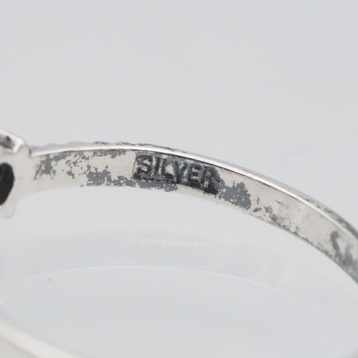 H571 グリーンガラス SILVER刻印 リング デザイン シルバー 指輪 7号