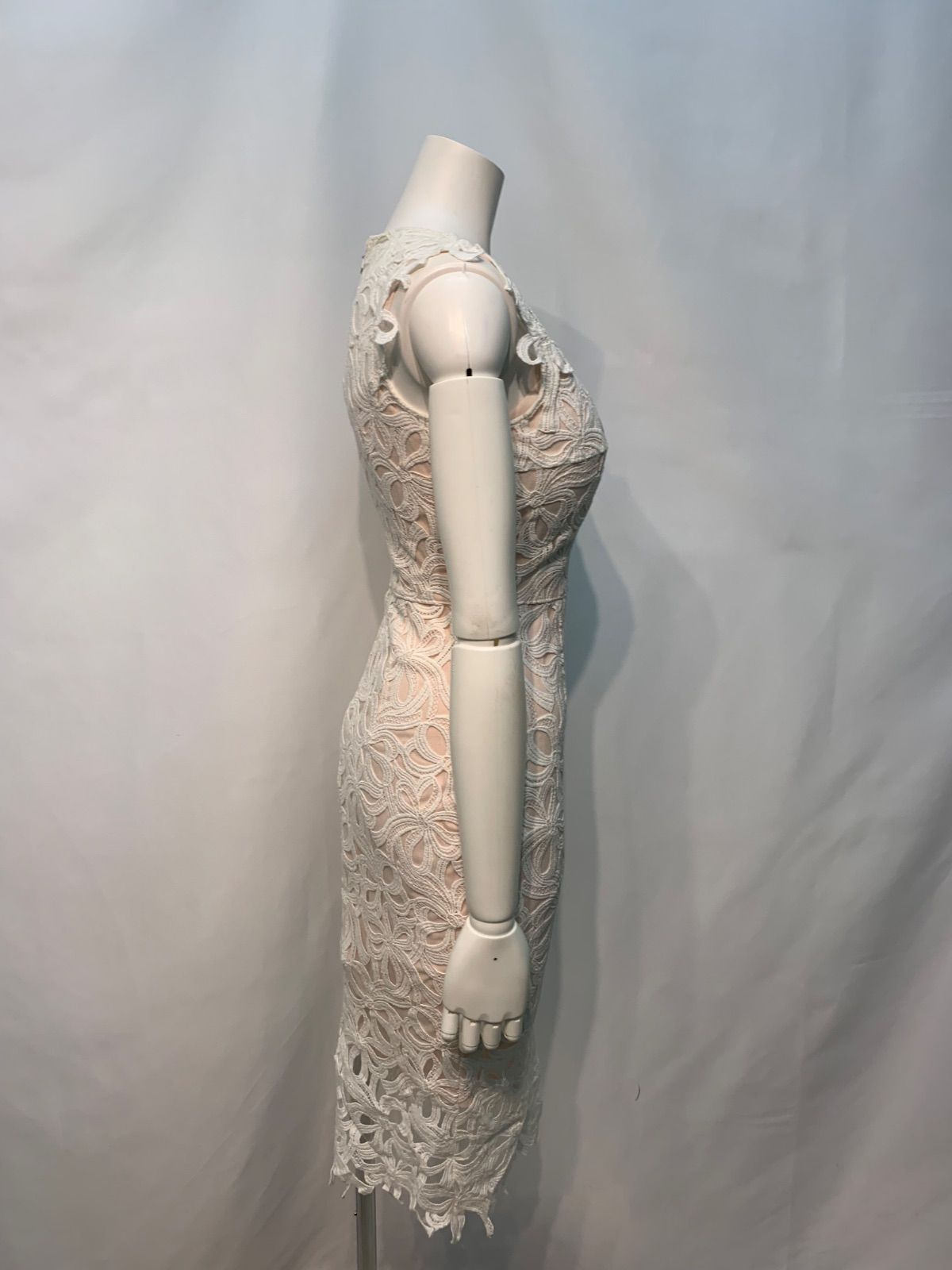 1749 rinfarre リンファーレ キャバクラ ドレス クロシェレース タイト ミディ スリット キャバドレス S