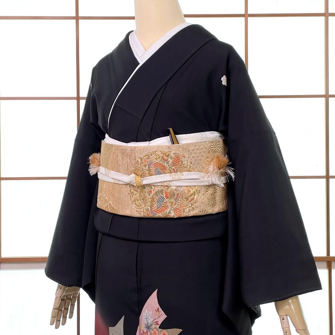 黒留袖 正絹 蘇州相良刺繍 金糸 束ね熨斗 着物 kimonolove リユース品 オゾン消臭サービス A 1928