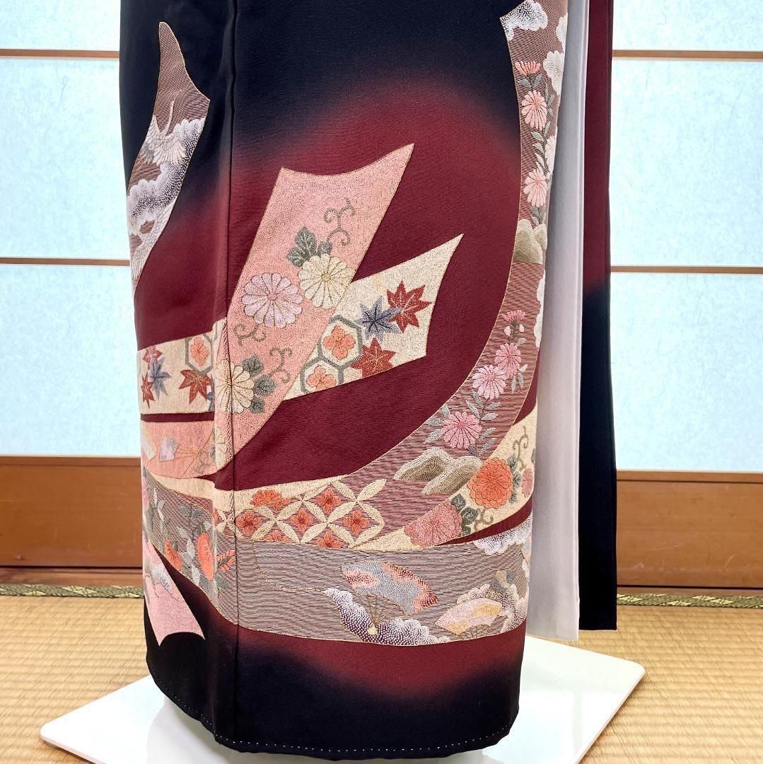 蘇州刺繍 相良刺繍 黒留袖 比翼仕立て 金糸 正絹 X528 蘇州刺繍 相良刺繍 黒留袖 比翼仕立て 金糸 正絹 X528