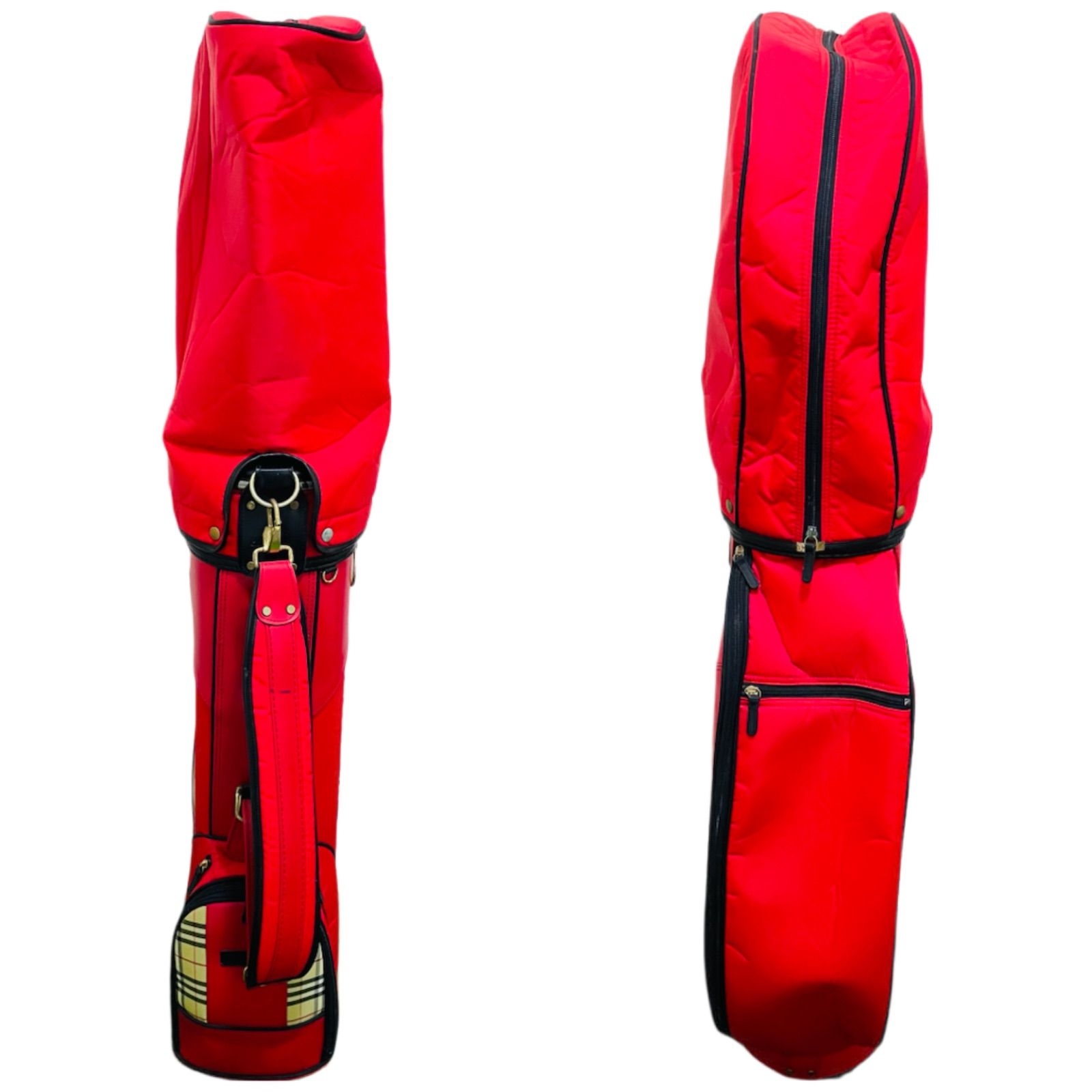 9272 Burberrys バーバリーズ キャディバッグ ゴルフバッグ キャディバック レッド 赤 チェック