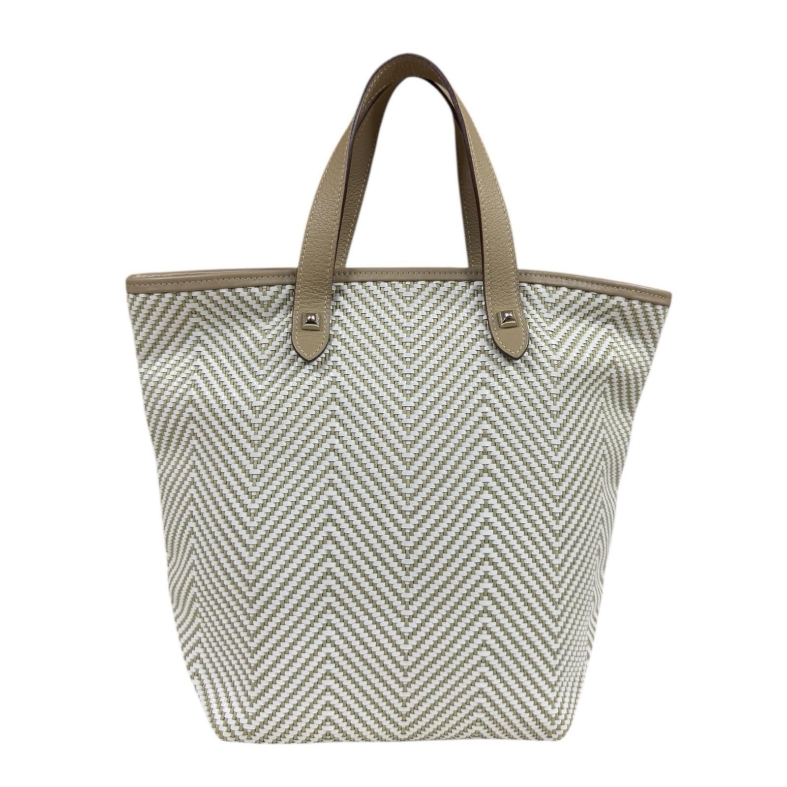 お値下げ      エルメス　カバチェンナイ　PMハンドバッグ エルメス カバ チェンナイ PM ハンドバッグ ポリエステル ベージュ