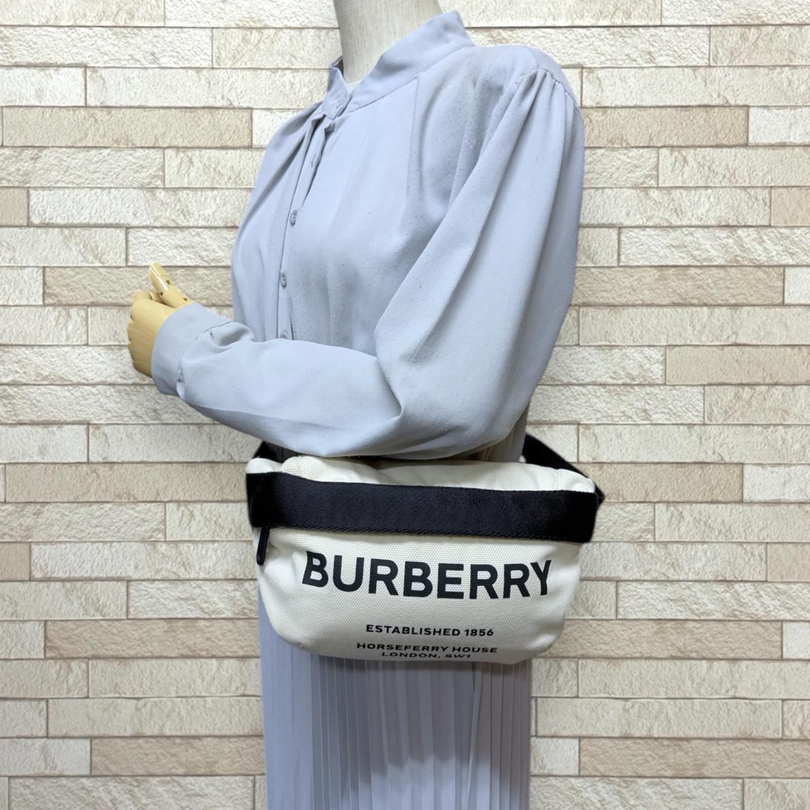 バーバリー ウエストバッグ キャンバス 8014641 ホワイト ユニセックス BURBERRY バーバリー