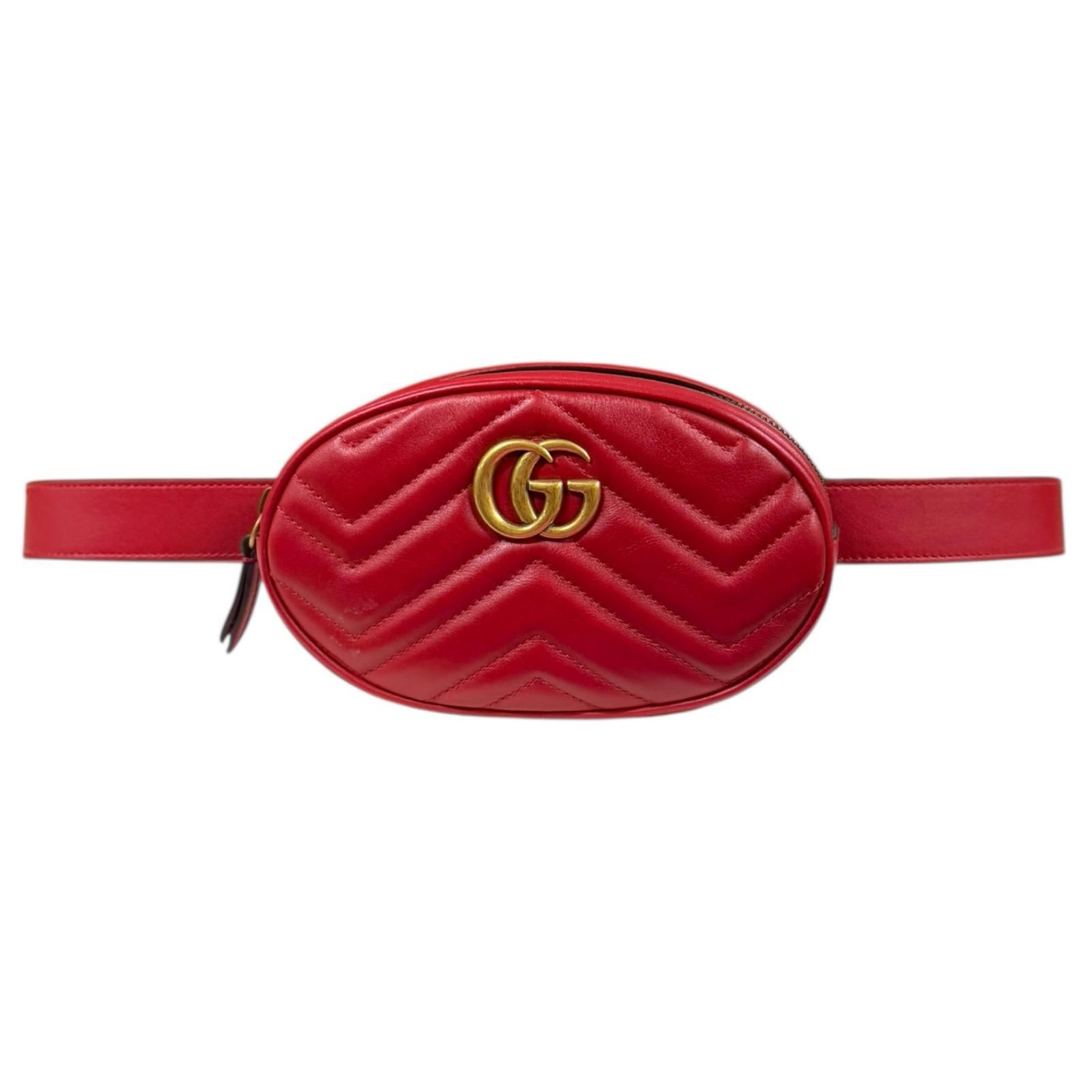 グッチ GGマーモント ウエストバッグ レザー 476434 レッド レディース GUCCI グッチ