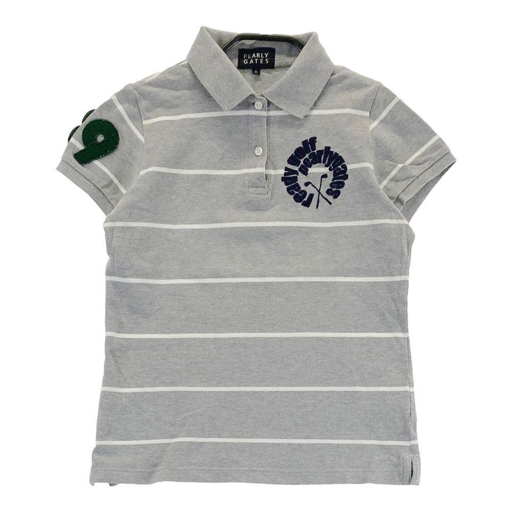 【新品・未使用】PEARLY GATES ポロシャツ ボーダー柄 レディース S サイズ：0 PEARLY GATES パーリーゲイツ 半袖ポロシャツ ボーダー柄