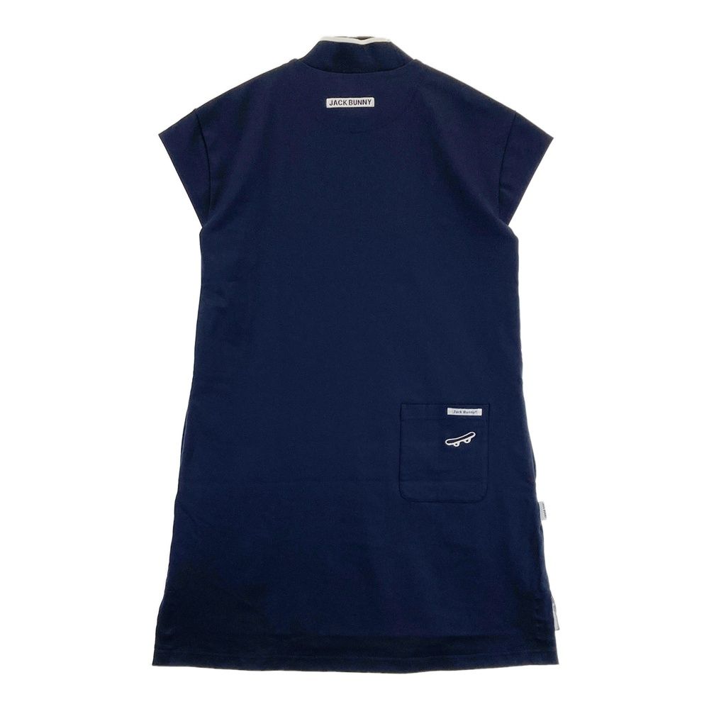 サイズ 2 JACK BUNNY ジャックバニー ハイネック フレンチスリーブ ワンピース ネイビー系 ゴルフウェア レディース ストスト
