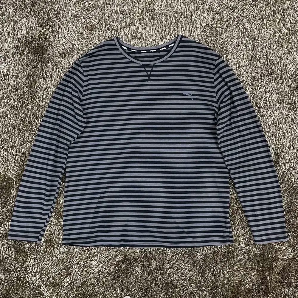 プーマ PUMA ブラック グレー ストライプ 長袖 Tシャツ 110