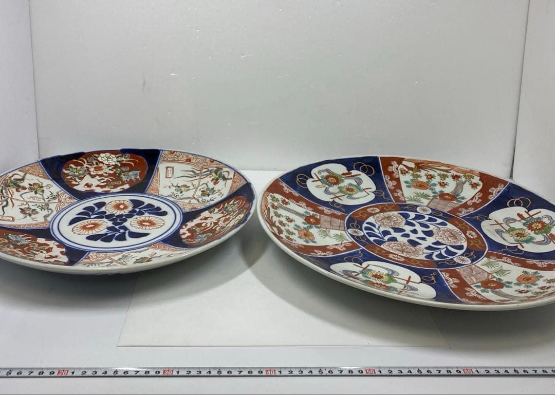 【専用】6点 古伊万里 染錦2枚 直径40/45.7㎝ 東さ7-0304③ 【公式通販】