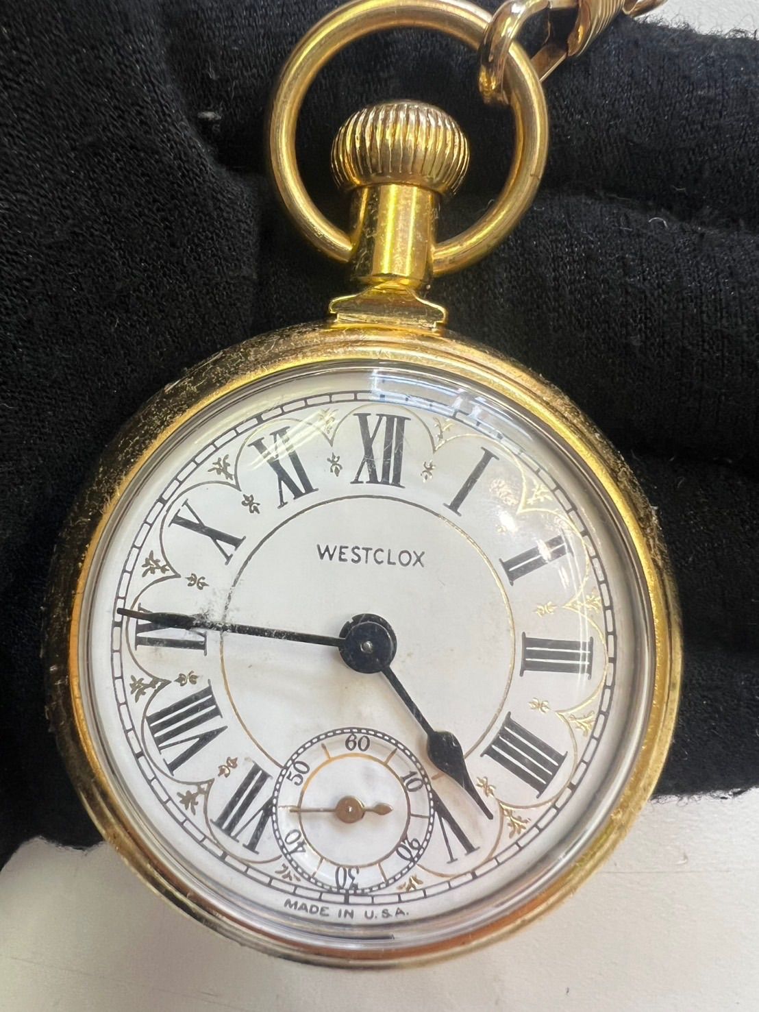 中古品】懐中時計 WESTCLOX アンティーク 手巻き スモセコ 現状品