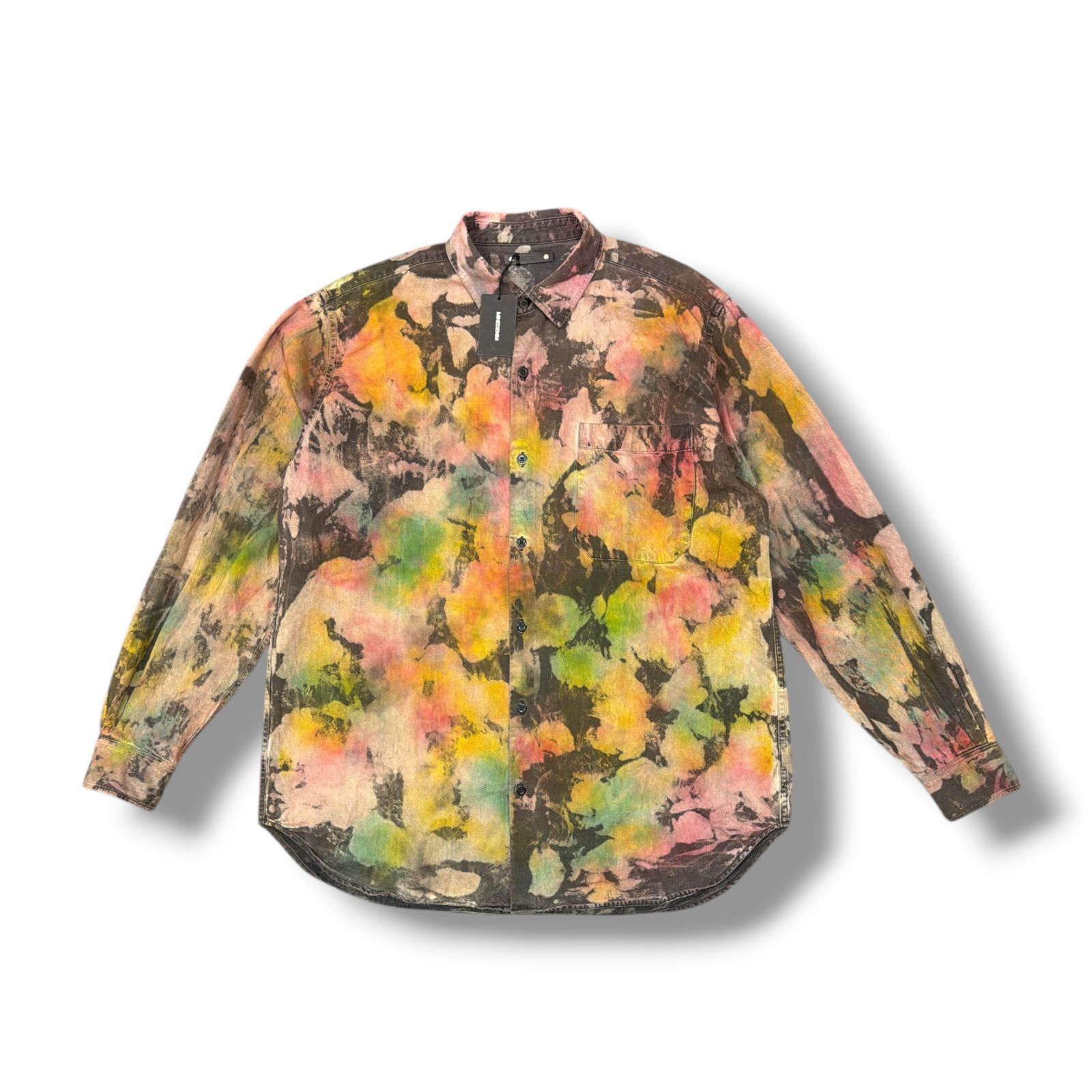 参考上代30800円 MINEDENIM 21AW BD Bleachdyed Loose Shirts ビーディーブリーチルルーズ長袖シャツ マインデニム 2108-5003 マルチ 2 2342M5