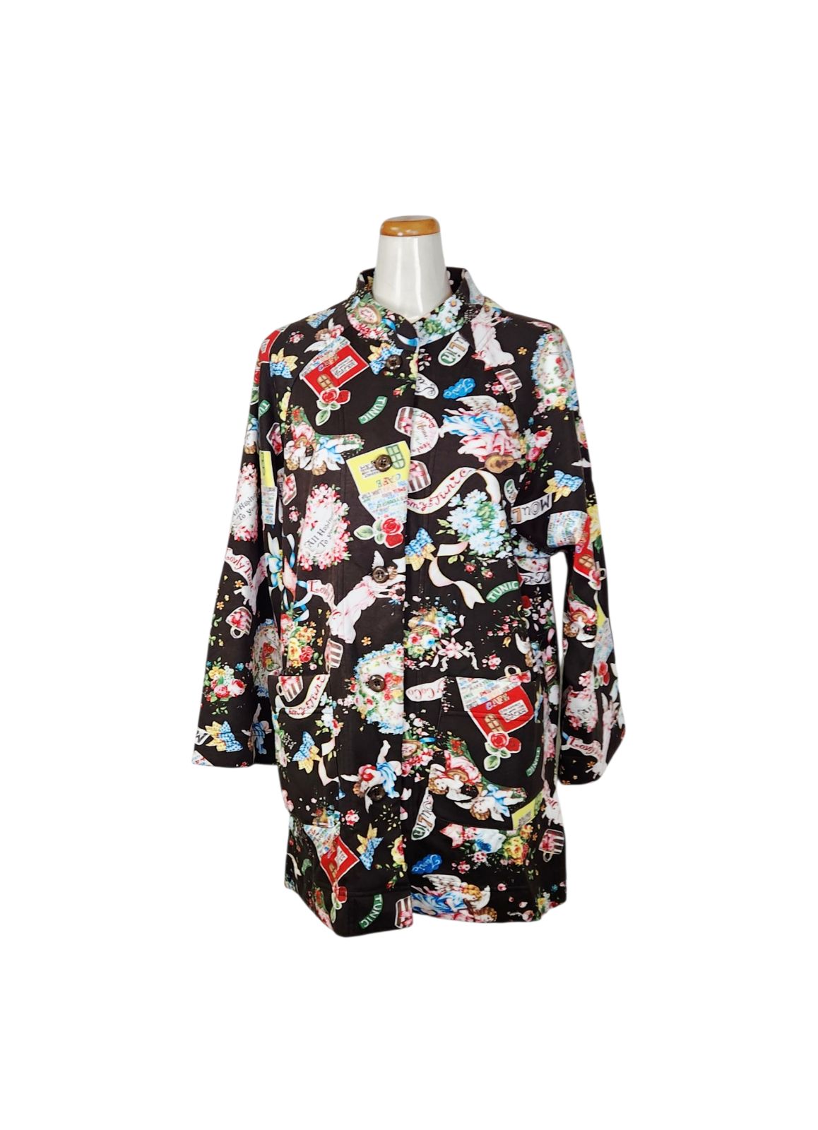 鴨居羊子 TUNIC 長袖 ショートガウン モダールスムースローズブロッサム こげ茶色 92039