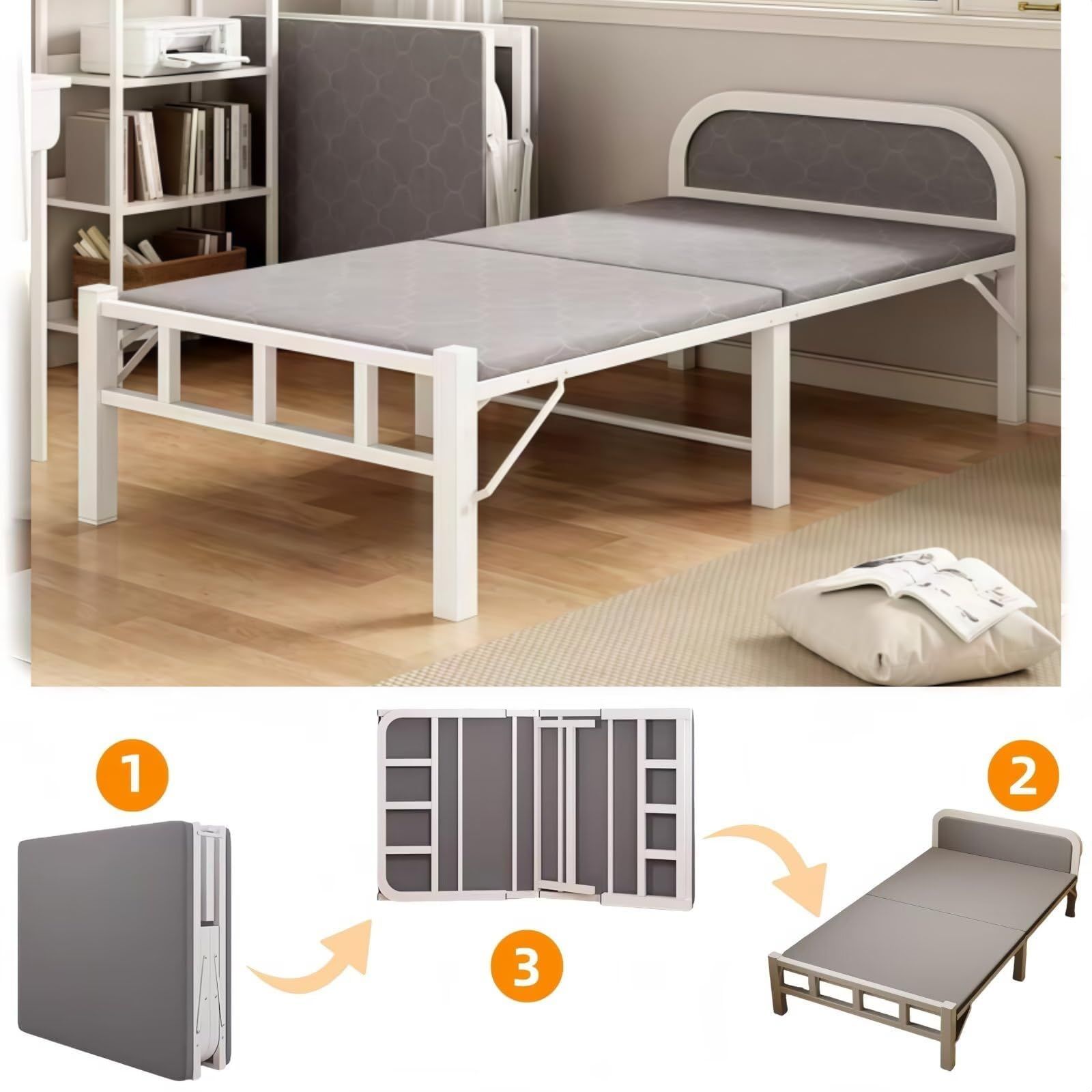 シングルベッド 折りたたみ 簡易ベッド 幅70CM コンパクト収納 人体工学 頑丈で耐久性 安定 静音 通気 完成品 組み立て不要 仮眠用 来客用 一人暮らし 室内外兼用 ホワイト 190x70x37.3cm OLIVEOS_COM_TR