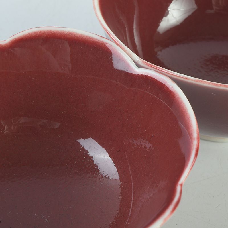 中国 景徳鎮 千年蔵 辰砂釉 輪花碗 一対 V S191 - メルカリ