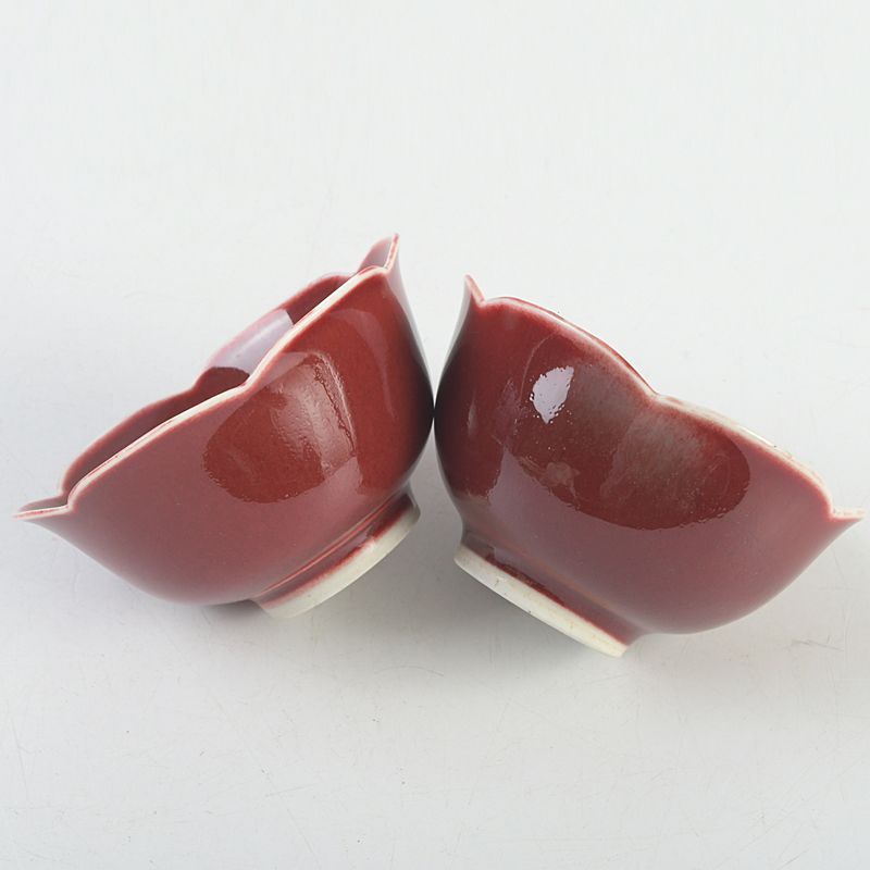 中国 景徳鎮 千年蔵 辰砂釉 輪花碗 一対 V S191 - メルカリ