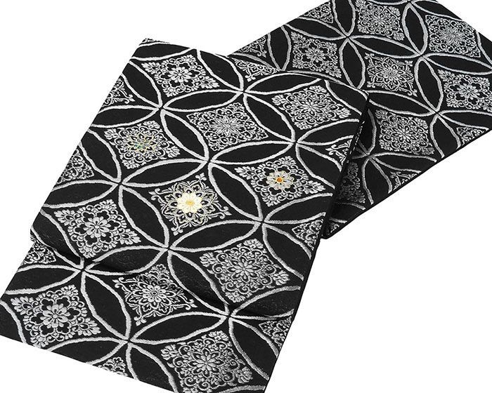 袋帯 仕立て上がり 螺鈿作家 藤本隆士作 七宝華文 小 西陣 華翔苑謹製 シトリン 仕立済 パーティー g 2945