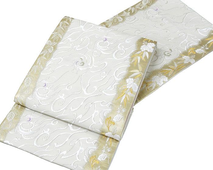 袋帯 仕立て上がり 西陣 浅山織物謹製 明暉瑞鳥文 ローブデコルテ 仕立済 パーティー g 2943