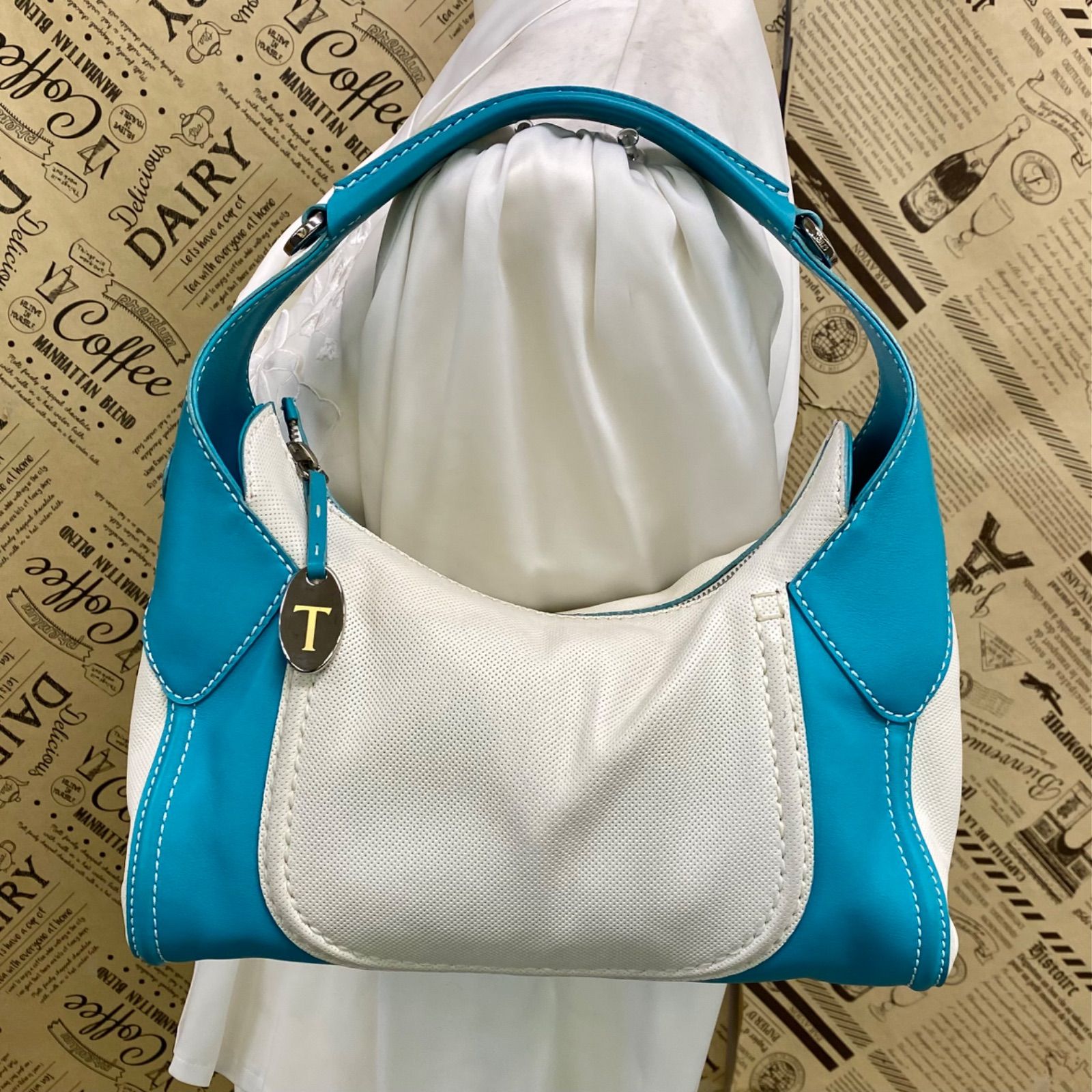 トッズ ハンド ワンショルダーバッグ ブルー 旅行 フォーマル FX529