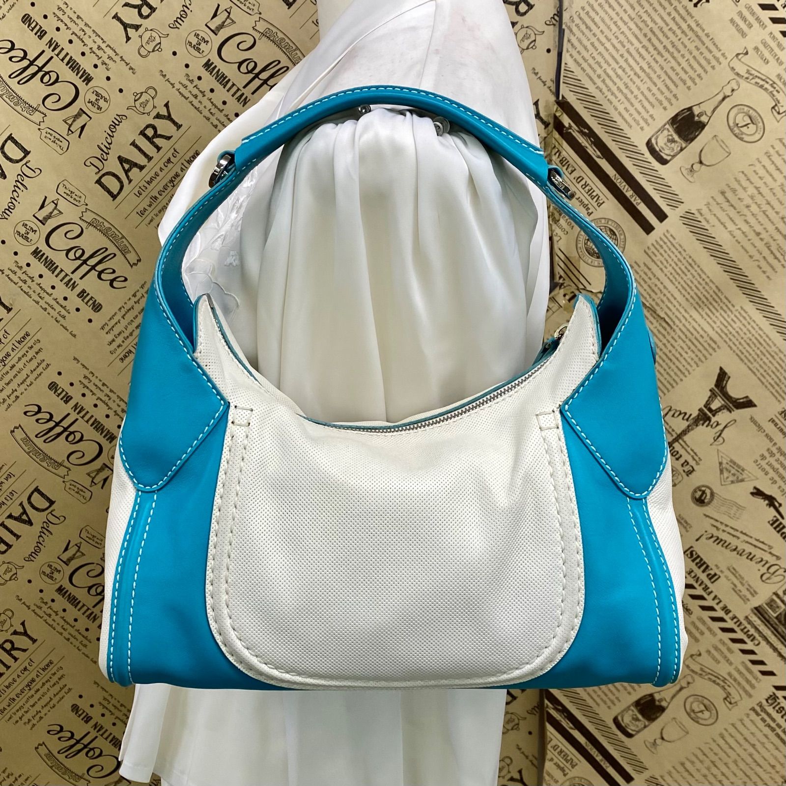 トッズ ハンド ワンショルダーバッグ ブルー 旅行 フォーマル FX529