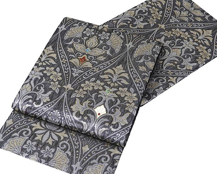 袋帯 新品 仕立て上がり 螺鈿作家 藤本隆士作 唐花 西陣 華翔苑謹製