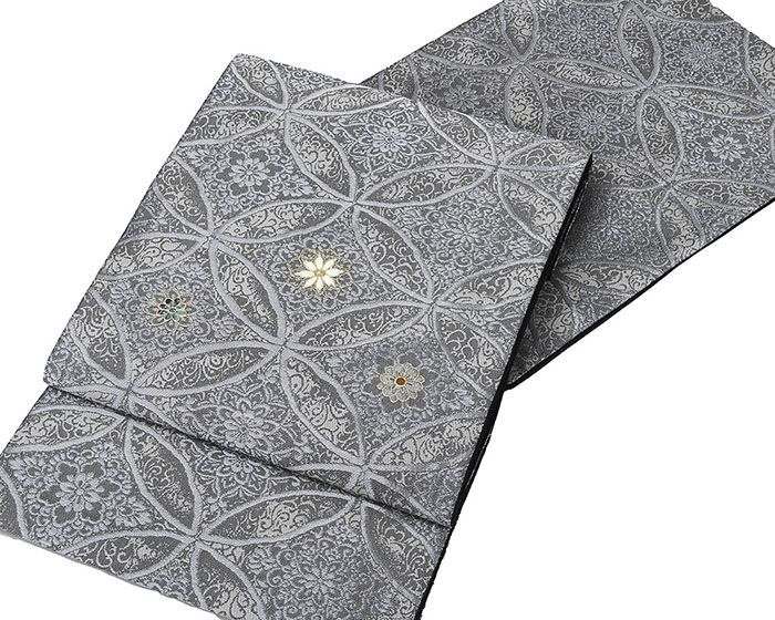 袋帯 仕立て上がり 螺鈿作家 藤本隆士作 七宝華文 西陣 華翔苑謹製 シトリン 仕立済 パーティー g 2932