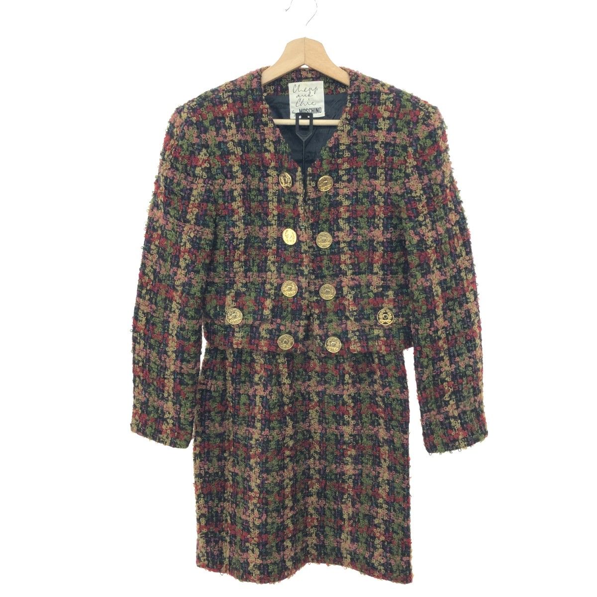 MOSCHINO モスキーノチープ&シック ツイードセットアップ コイン釦