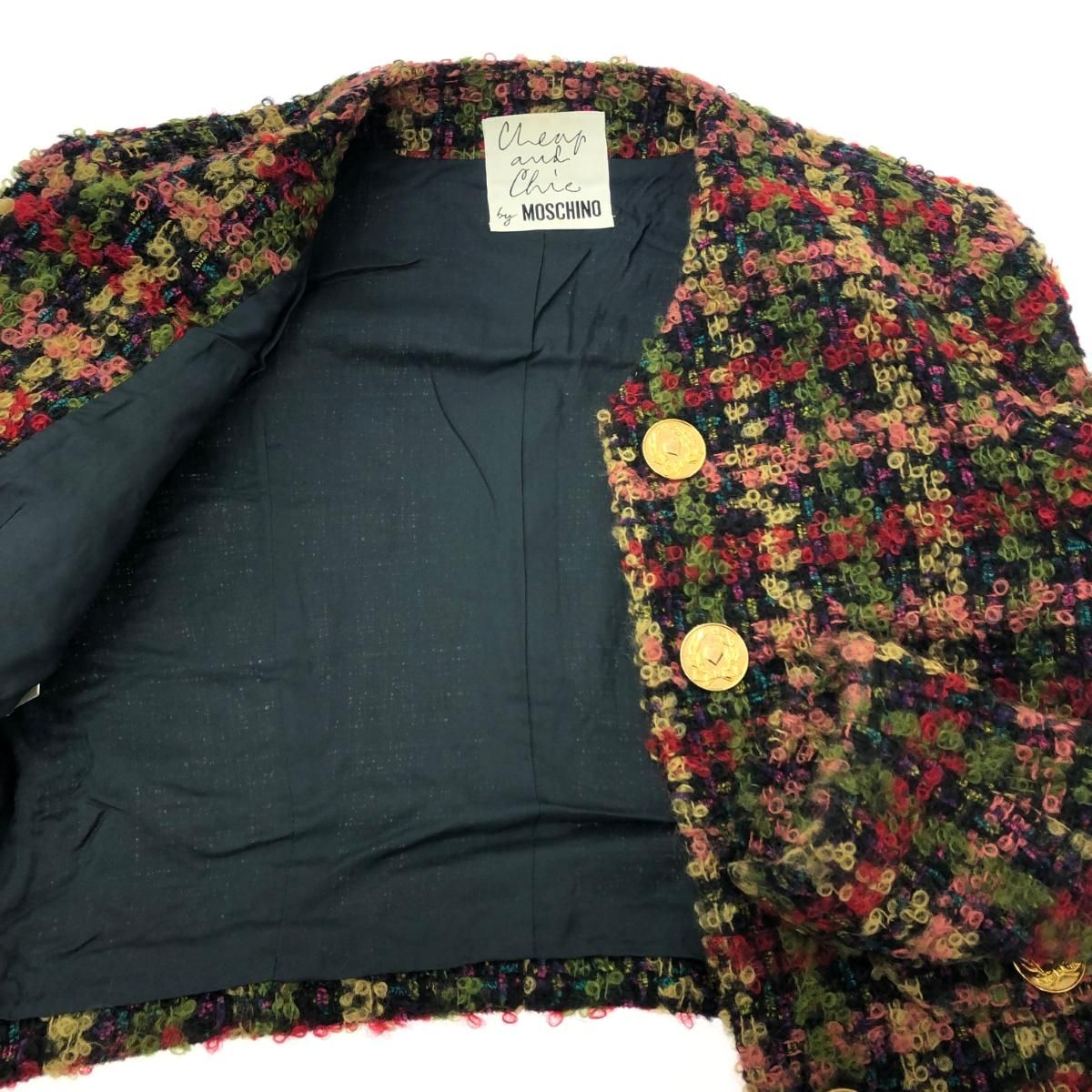 MOSCHINO ツイード　パッチワーク　ジャケット　モスキーノ　イタリア製 MOSCHINO ツイード パッチワーク ジャケット モスキーノ イタリア製