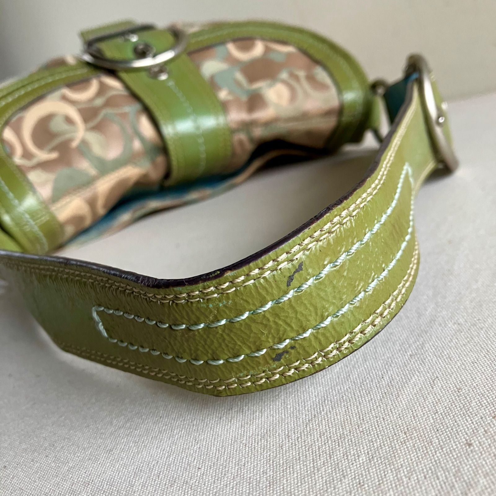 Coach Vintage Signature Optic Soho Khaki Canvas Green Leather 