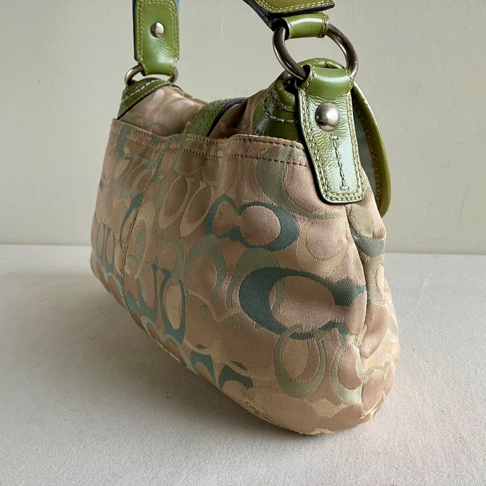 Coach Vintage Signature Optic Soho Khaki Canvas Green Leather 