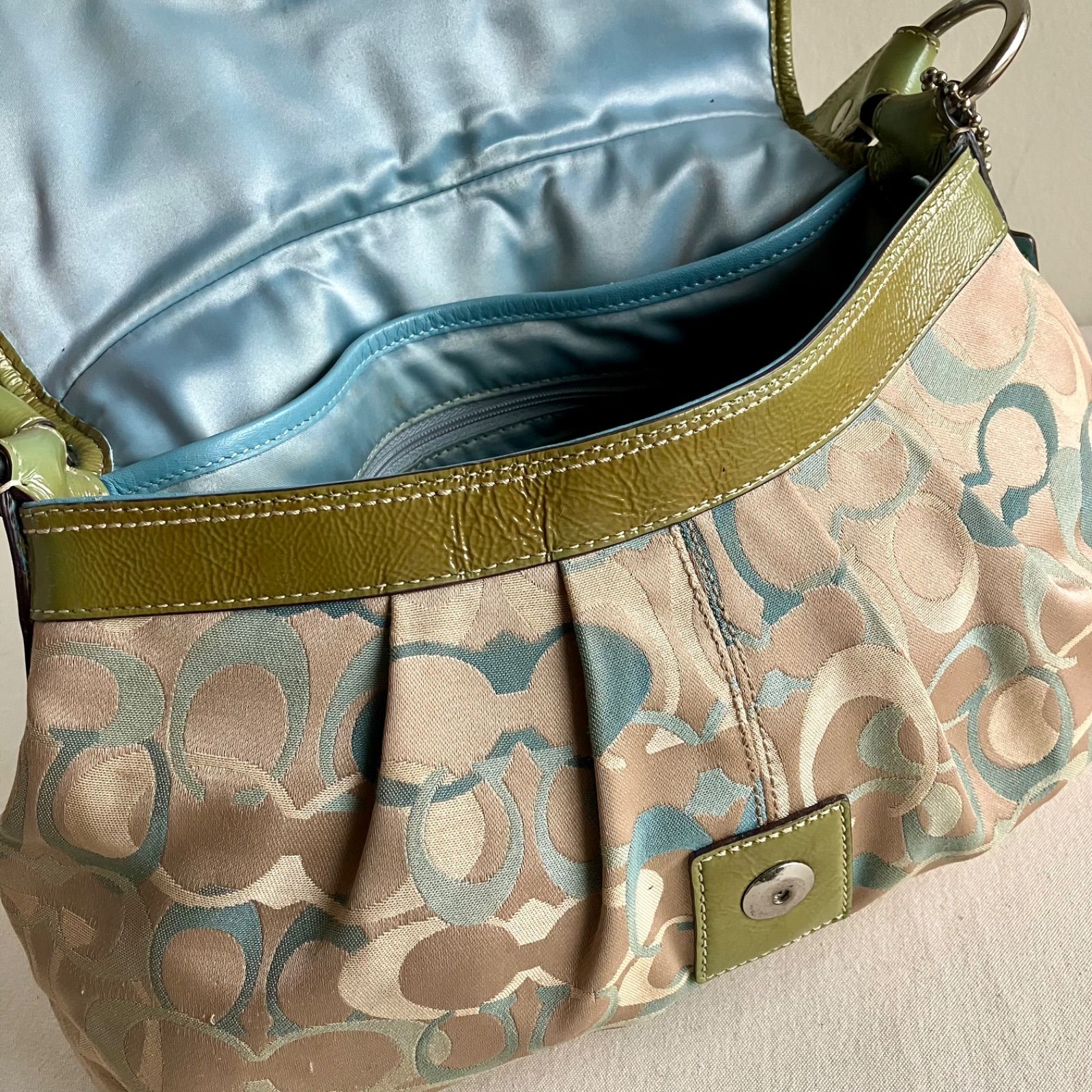 Coach Vintage Signature Optic Soho Khaki Canvas Green Leather 