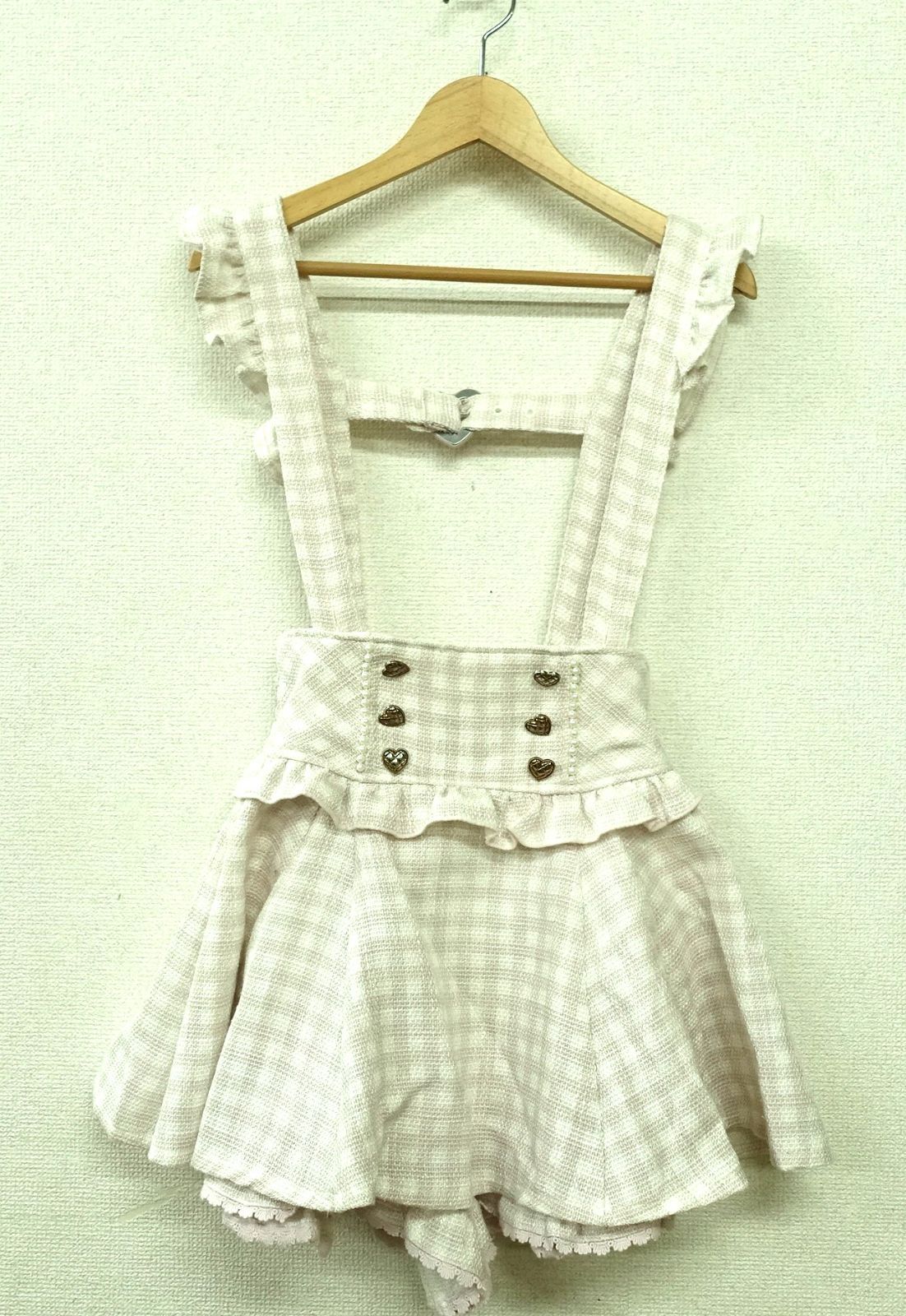 LIZLISA ギンガムツイードサスペンダー付きスカパン サイズ0 SIZE ピンク リズリサ 量産型 地雷系