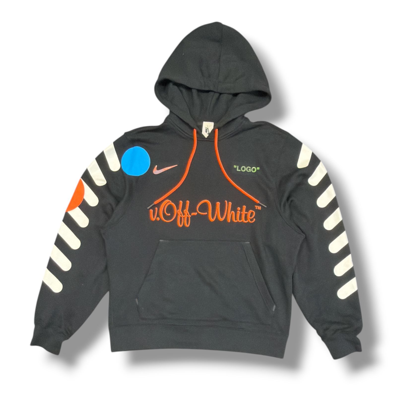 OFF-WHITE 18SS × NIKE Football Collection Pull Over Hoodie プルオーバーフーディー スウェット パーカー オフホワイト ナイキ コラボ AA3257-010 ブラック M 2360M5