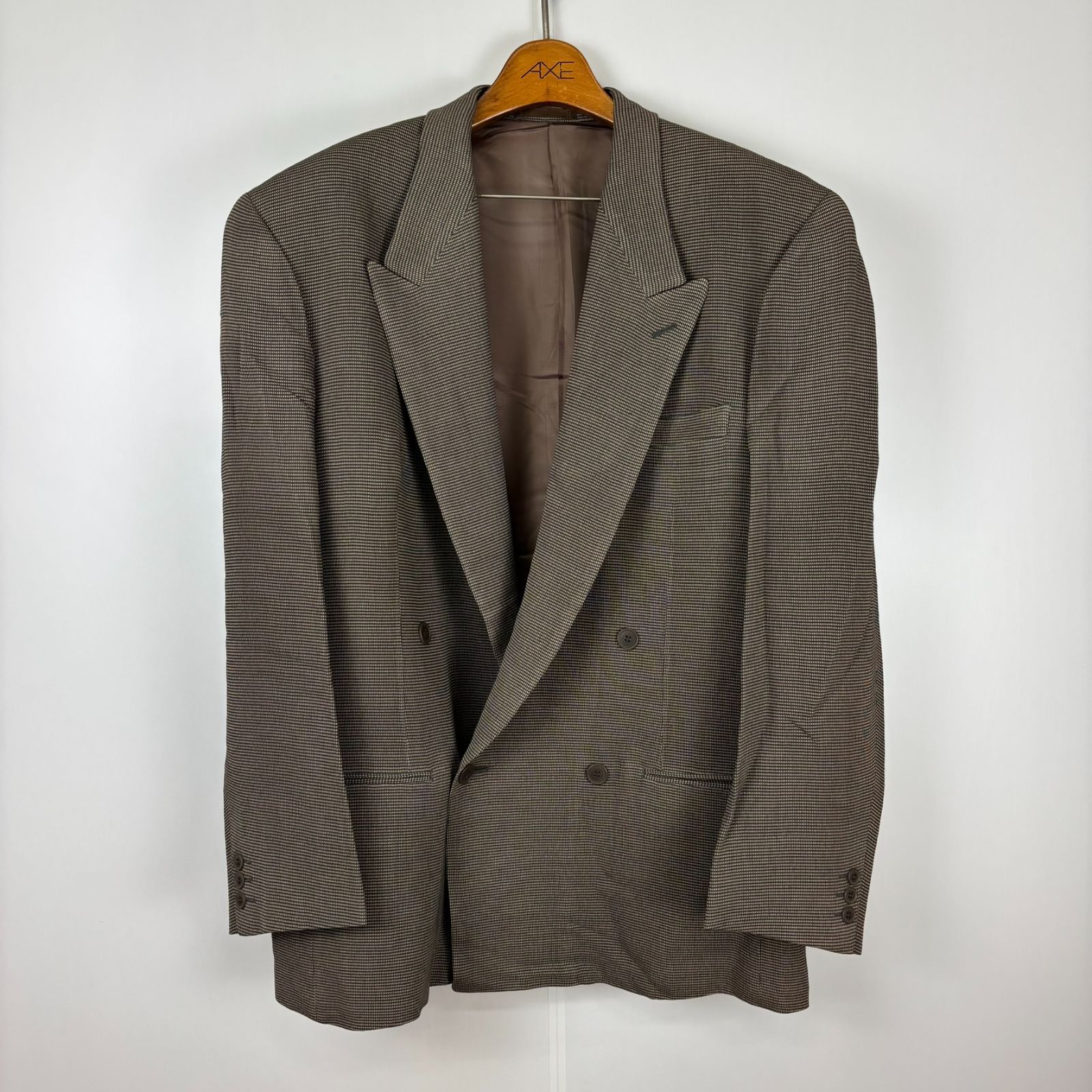 barassi セットアップ スーツ ブラウン チェック柄 50サイズ 古着 ヴィンテージ レトロ 90s oc-001-042