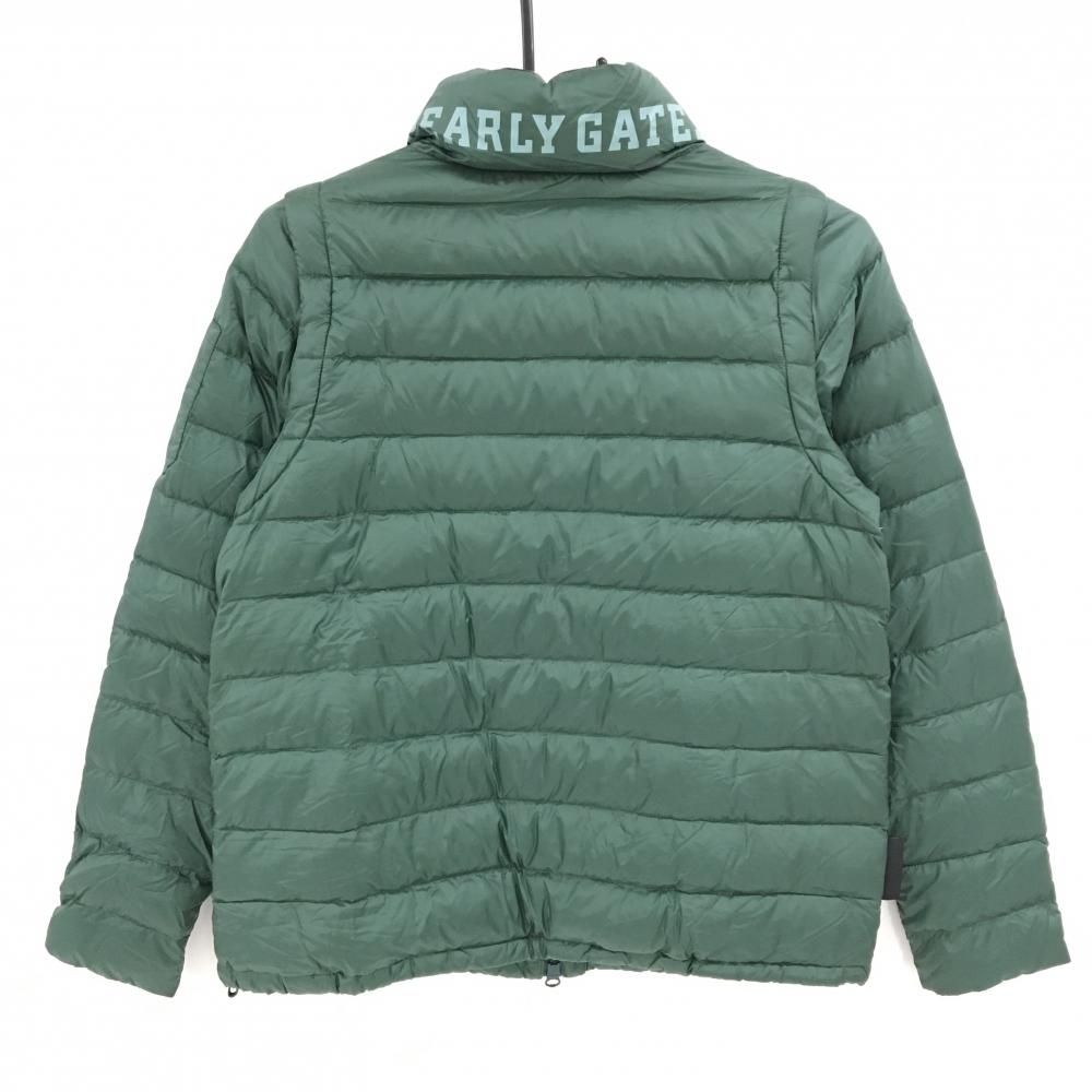 パーリーゲイツ 2 WAYダウンジャケット ダークグリーン×黒 袖着脱可 軽量 収納袋付き レディース 0 S ゴルフウェア PEARLY GATES