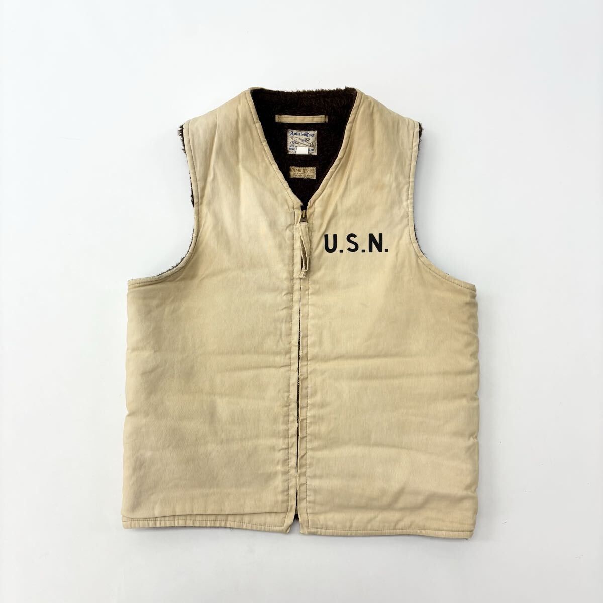 REAL McCOY S リアルマッコイズ N-1 デッキ ベスト USN DEMOTEX-ED GUARANTEED REINFORCE GARMENT TALON ZIP VEST サイズ 36 711-0080