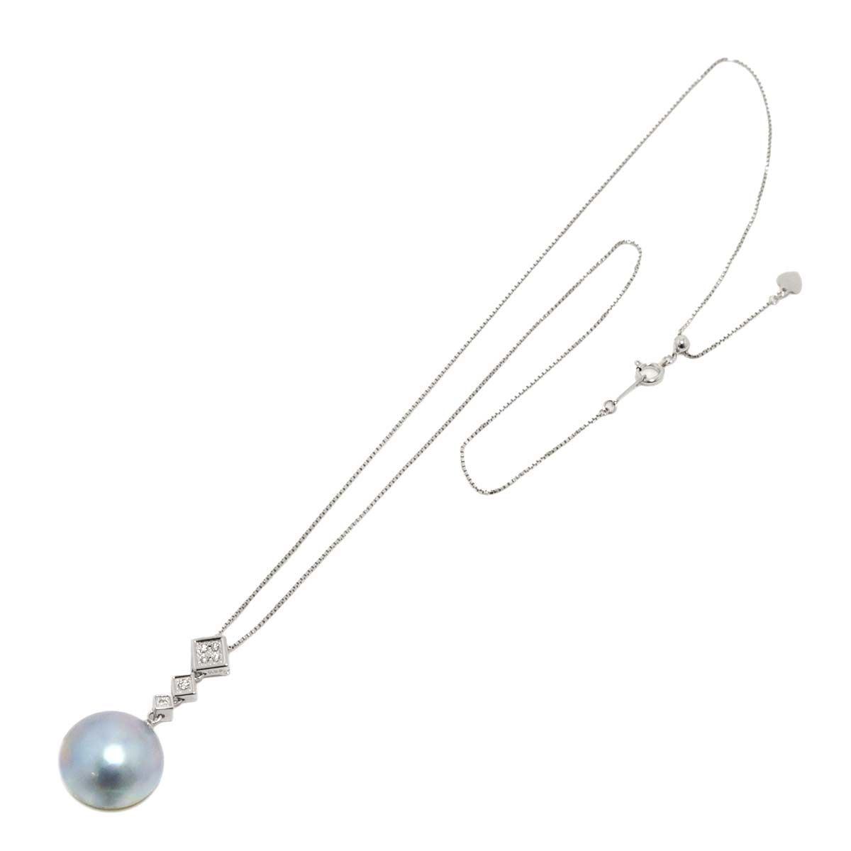 タサキ TASAKI マベ真珠 ダイヤ 0.06ct ネックレス 45cm K18 K14 WG