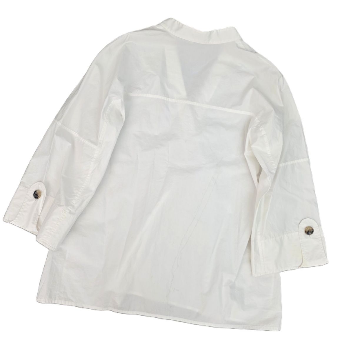 HERMES エルメス Vネックプルオーバー セリアボタン コットンシャツ 長袖シャツ レディース コットン