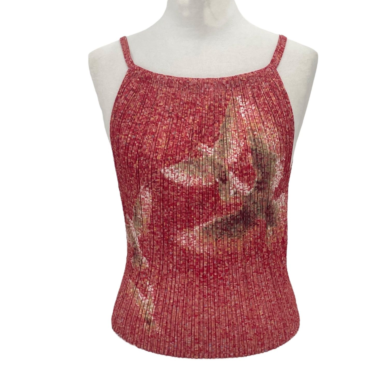 ISSEY MIYAKE イッセイミヤケ PLEATS PLEASE プリーツプリーズ キャミソール 鳥柄 レッド サイズ3