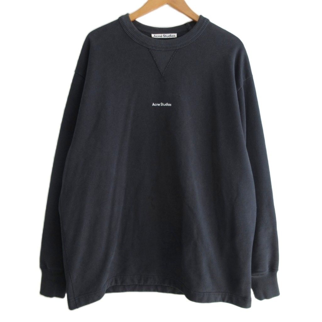 Acne Studios 黒 トレーナー Acne Studios クルーネック スウェットシャツ ロゴ アクネ アクネ