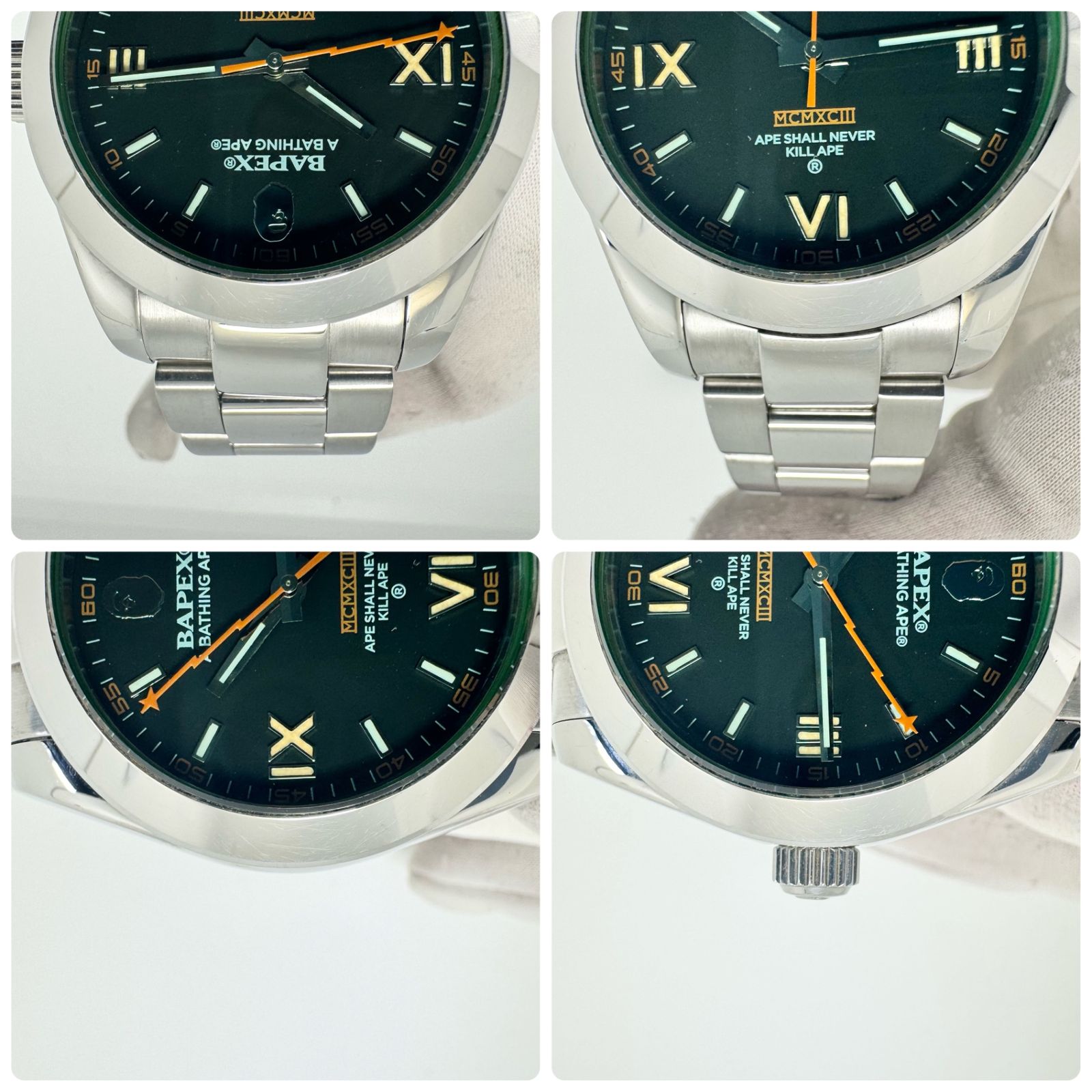  動作良好 腕時計 メンズ アベイシングエイプ A BATHING APE ミルガウス BAPEX 自動巻 緑 大人向け 自動巻き時計 腕時計(アナログ)