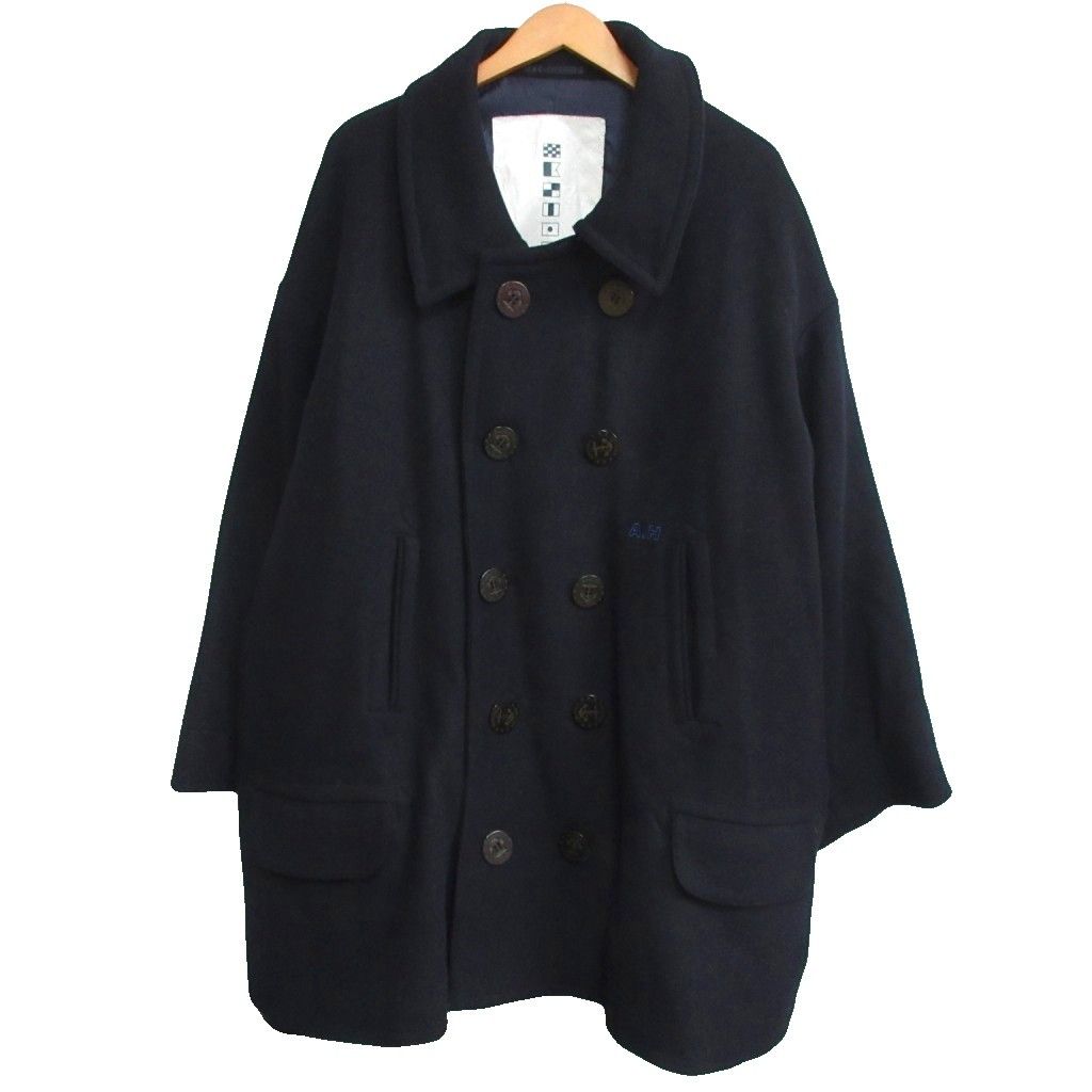 ノーティカ NAUTICA × A.H. 長谷川昭雄 20年 メルトンウールオーバーサイズPコート ピーコート Aライン 203-1564 紺 ネイビー F