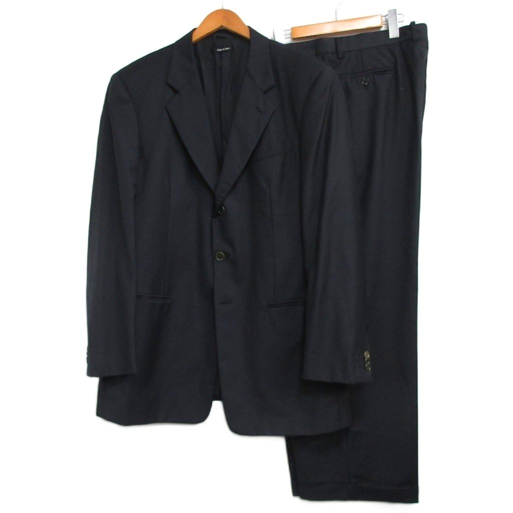 ジョルジオアルマーニ GIORGIO ARMANI 最 シングル スーツ セットアップ 段返り3B ウール 総裏 ビジネス フォーマル イタリア製 黒 ブラック 大きいサイズ 56 MNK2